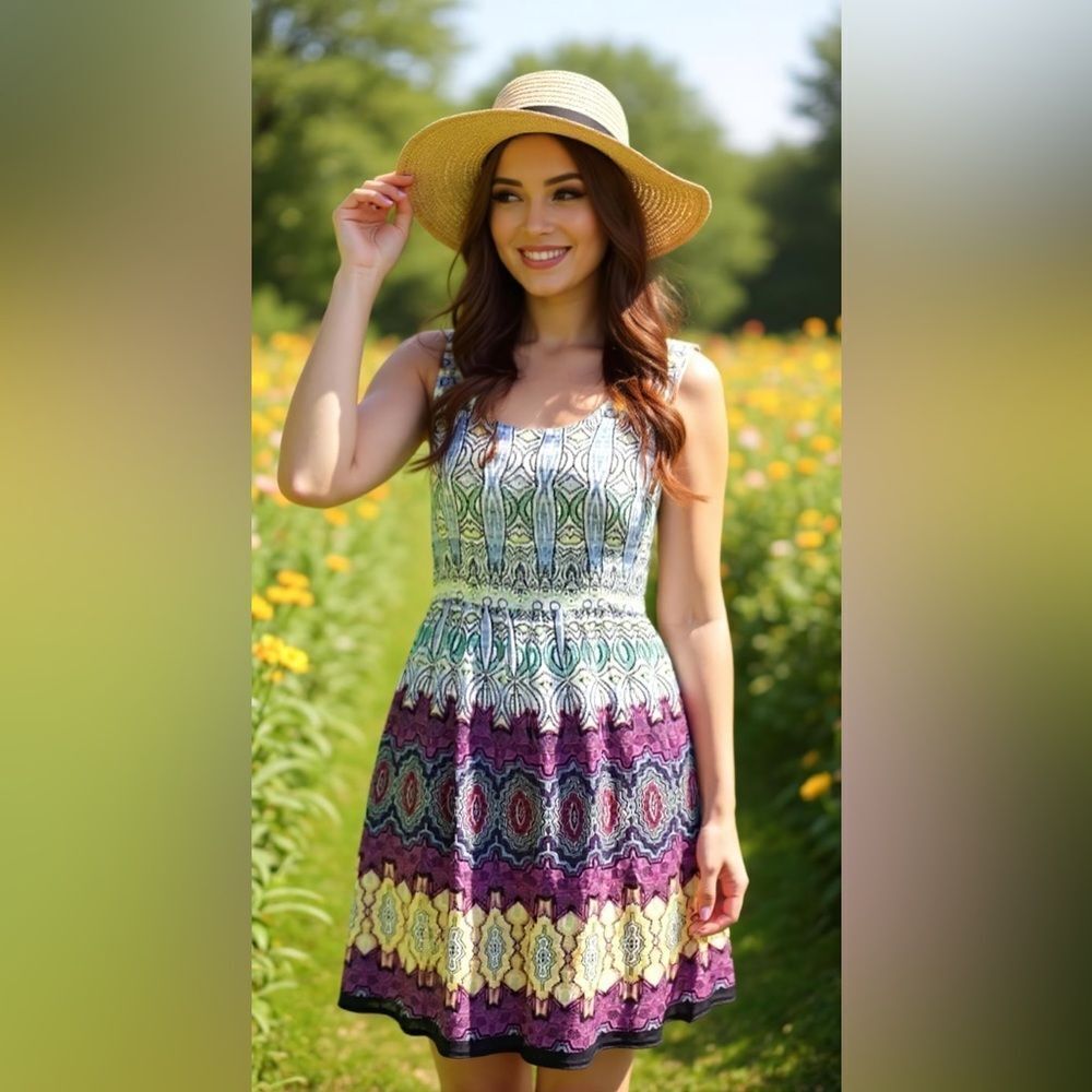 Patrons of Peace Print Mini Dress Size XS